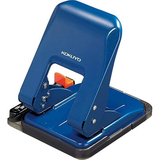 Kokuyo 2-Hole Punch, Heavy-Duty 37 Sheet Capacity, Perfect Size for A4/B5/A5 Papers with Adjustable Paper Guide & Position Markers, Blue (PN-G37B)