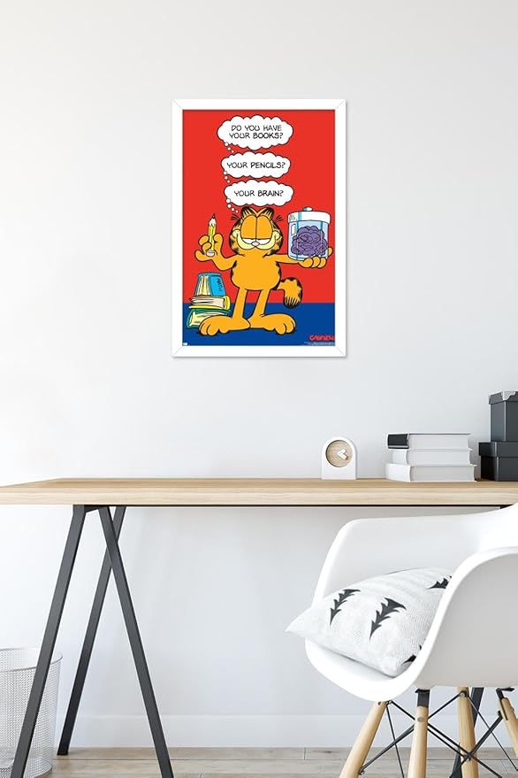 Garfield - Brain Wall Poster, 22.4L" x 14.7W", White Framed Version