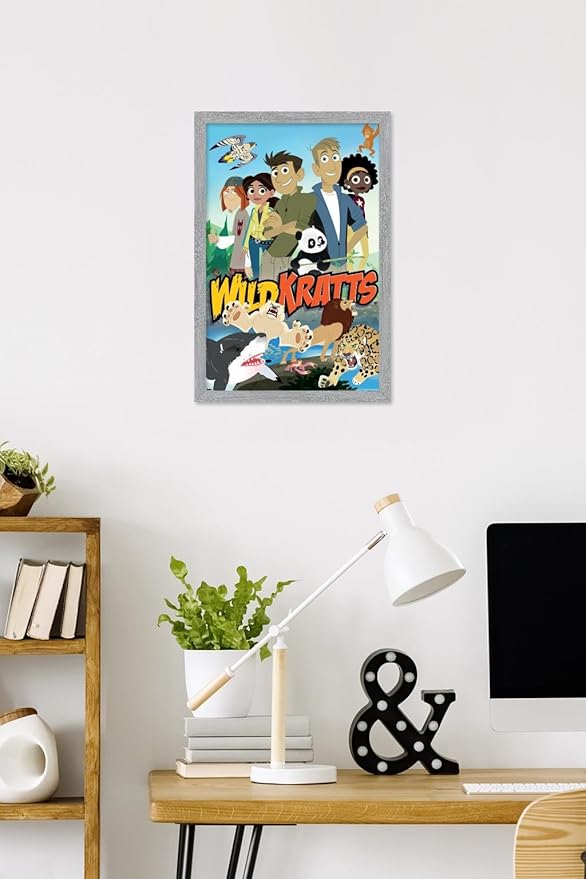 Wild Kratts - Group Wall Poster, 22.4L" x 14.7W", Gray Framed Version