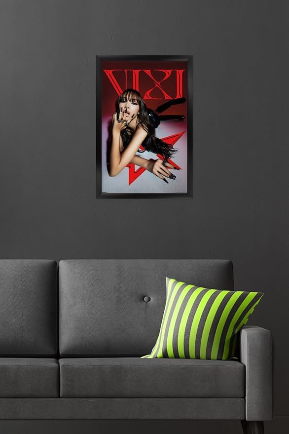 LISA - VIXI Red Star Wall Poster, 22.4L" x 14.7W", Black Framed Version