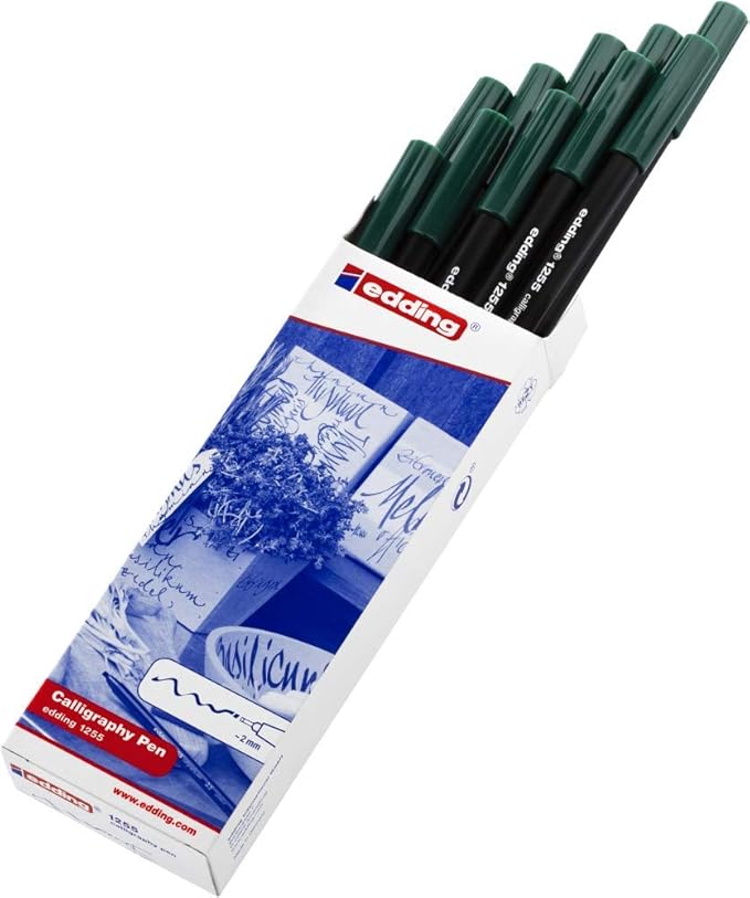 edding 1255 0.2 mm Calligraphy Pen - Bottle Green (Pack of 10)