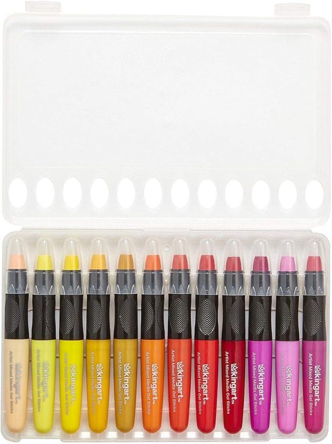 KINGART GEL STICK Set, Artist Pigment Crayons, 48 Unique Colors, Water Soluble, Creamy, and Odorless, Use on Paper, Wood, Canvas and more