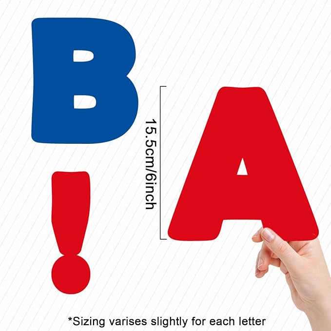 Qyeahkj 150 PCS 4th of July Large 6 Inch Font Letters and Punctuation Set Independence Day Classroom Alphabet Cutouts for Bulletin Board Display Home School Classroom Decor Memorial Day Decorations