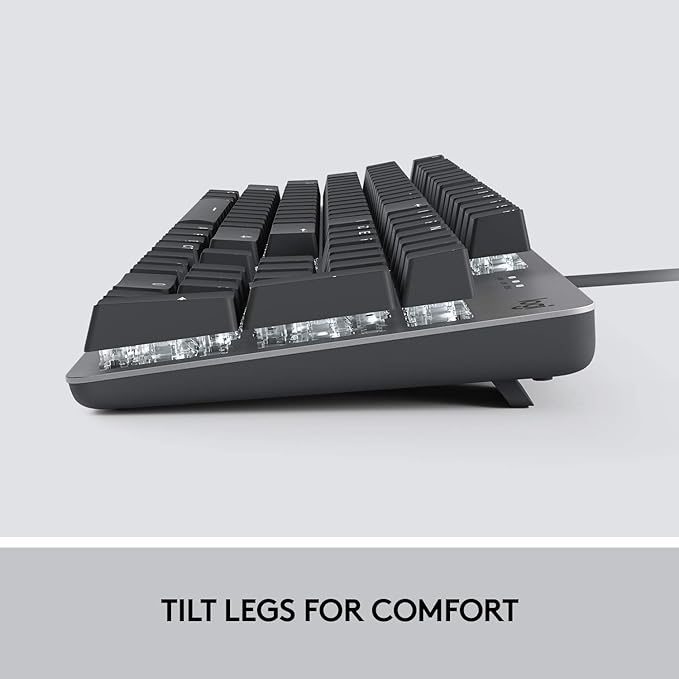 Logitech K845 Mechanical Illuminated Keyboard, Mechanical Switches, Strong Adjustable Tilt Legs, Full Size, Aluminum Top Case, 104 Keys, USB Corded, Windows (TTC Brown Switches)