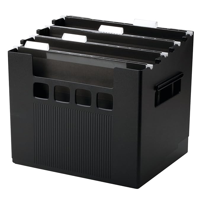 Pendaflex 43013 Desktop File w/Hanging Folders, Letter, Plastic, 12 3/4 x 10 x 11, Black