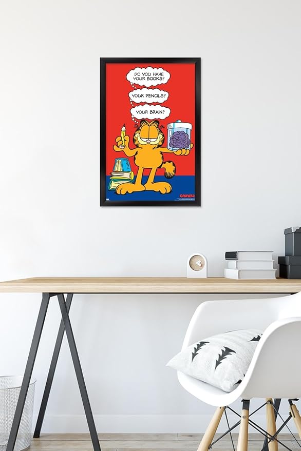 Garfield - Brain Wall Poster, 22.4L" x 14.7W", Black Framed Version