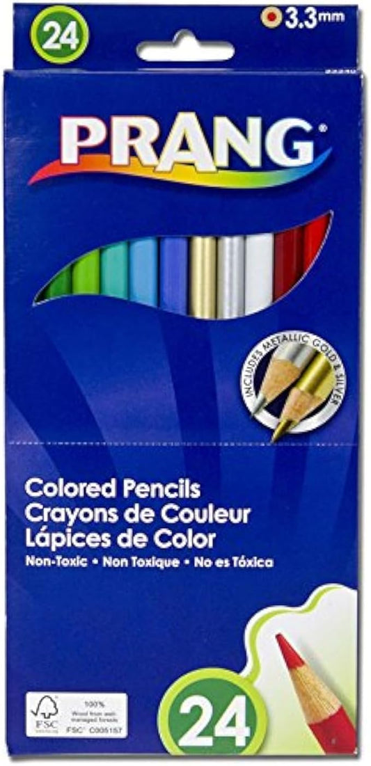 Prang Thick Core Colored Pencils, 3.3 Millimeter Cores, 7 Inch Length, Assorted Colors (22240) (Pack of 24, 576 Count Total)