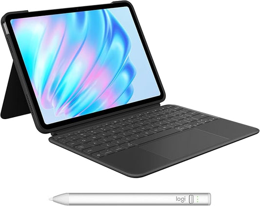Logitech Combo Touch iPad Air 11-inch (M2 & M3), iPad Air (5th gen) Keyboard Case - Midnight Black and Logitech Crayon Digital Pencil (2018 and later)
