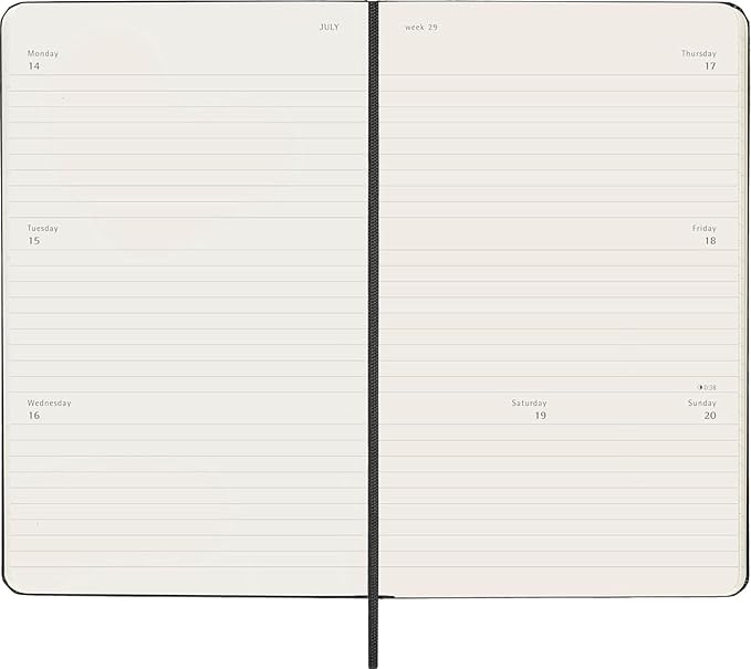 Moleskine Classic 18 Month 2025-2026 Weekly Horizontal Planner, Hard Cover, Large (5" x 8.25"), Black, 208 pages