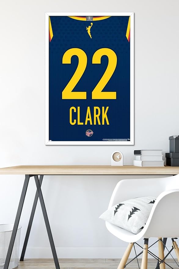 WNBA Indiana Fever - Caitlin Clark Jersey Wall Poster, 34L" x 22.4W", White Framed Version