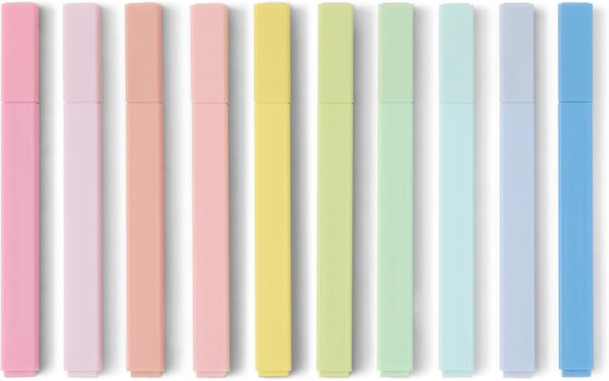 Amazon Basics Pastel Bible Highlighters Set, No Bleed, Chisel Tip, Soft Pastel Colors, 10 Count