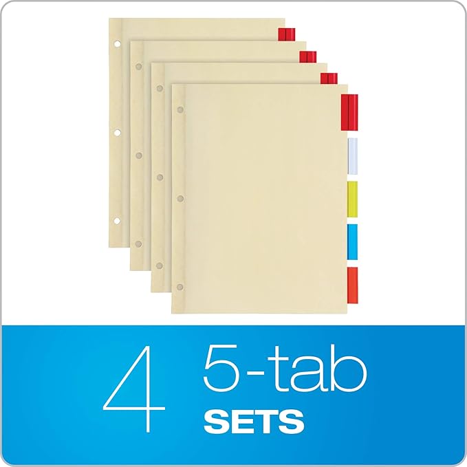 Cardinal 3 Ring Binders Economy Pack, 4 Sets of Binder Dividers, Durable 1.5 Inch, Holds 350 Sheets, ClearVue, Non-Stick, Assorted Colors, 4 Pack