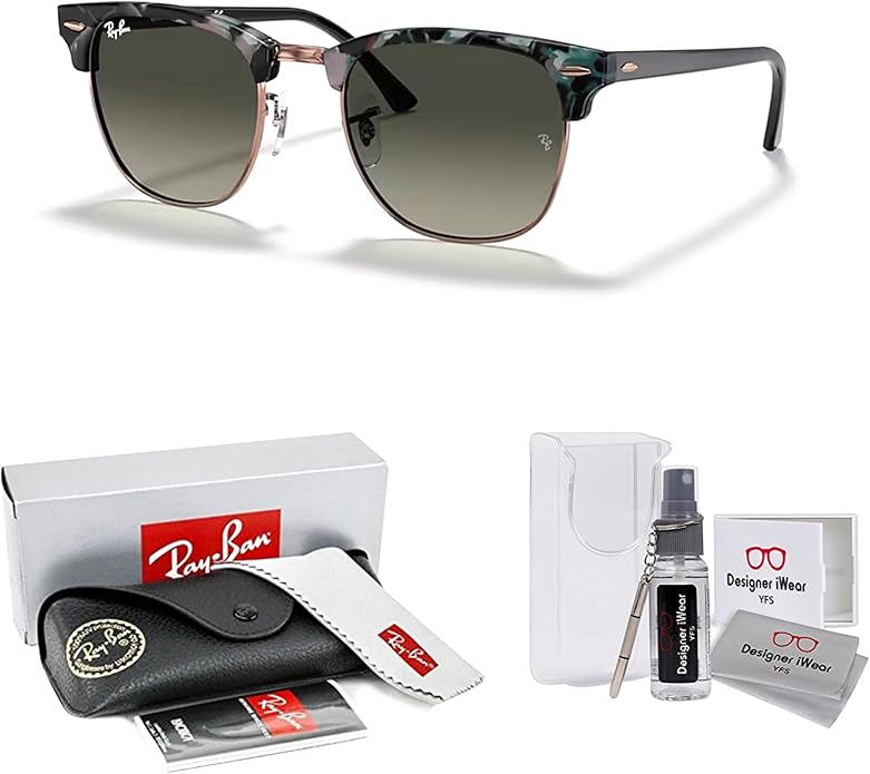 Ray-Ban RB3016 CLUBMASTER Sunglasses For Men For Women +BUNDLE with ACCESSORY EYEWEAR KIT