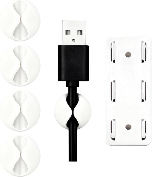 Ortarco Cord Cable Organizer Clips, 4 Pack Charging Wire Cable Holder With Power Strip Holder for Desk Nightstand Phone