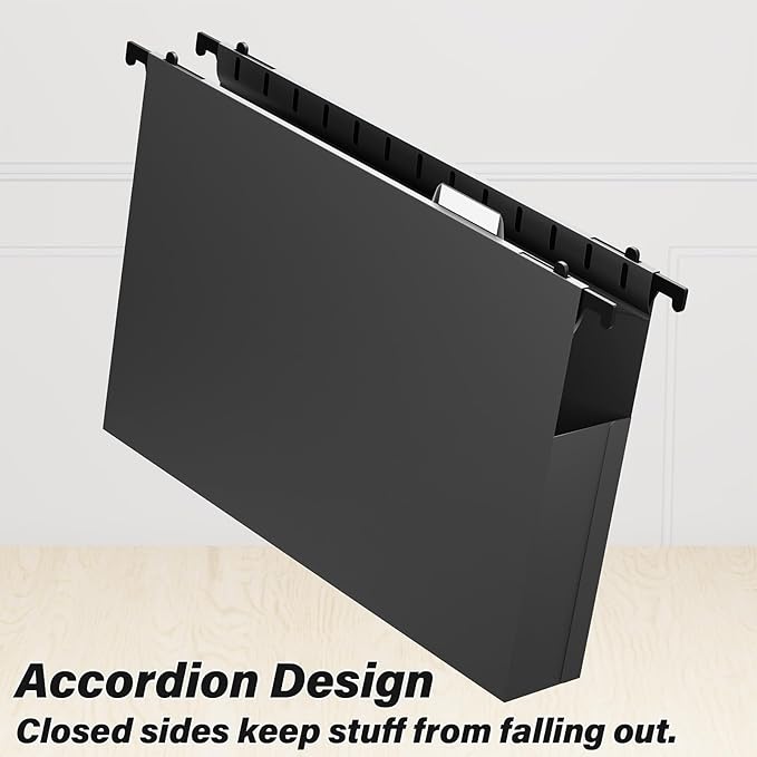 Ansook Extra Capacity Legal Size Hanging File Folders,Heavy Duty 2" Expansion File Folders Hanging with Tabs,12 Pack Plastic Legal File Cabinet Folders,Hanging File Frame Organizer,File Box Folder
