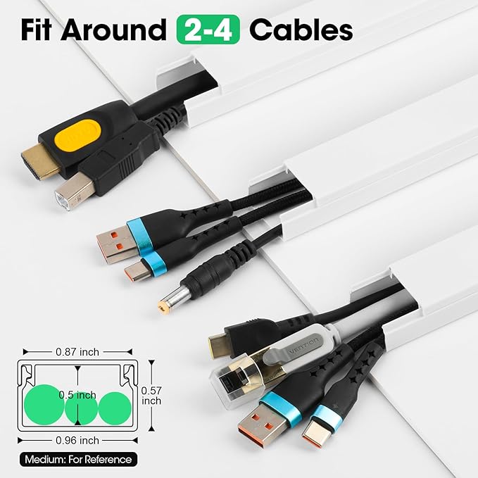 AZEN Cord Hider Kit, 315in Cord Covers for Wires on Wall, Paintable Wire Covers for Cords on Wall, Wire Hiders for TV on Wall, Self-Adhesive Cable Hider Cord Organizer, 20X L15.75X W0.96x H0.57in