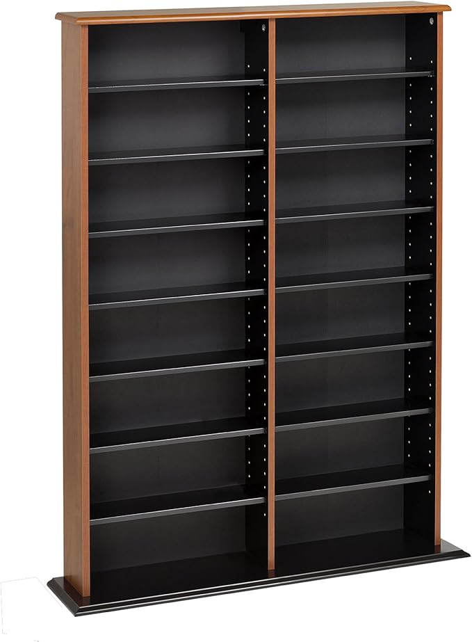 Prepac 2 Column 38.75" Wide Display Cabinet Media, Double Width Wall Storage, Cherry