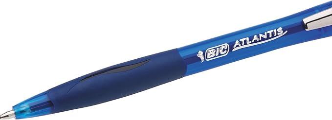 BIC Ball Pen, Medium Point 1.0 mm, Blue | Retractable | Atlantis Original | 2-Count