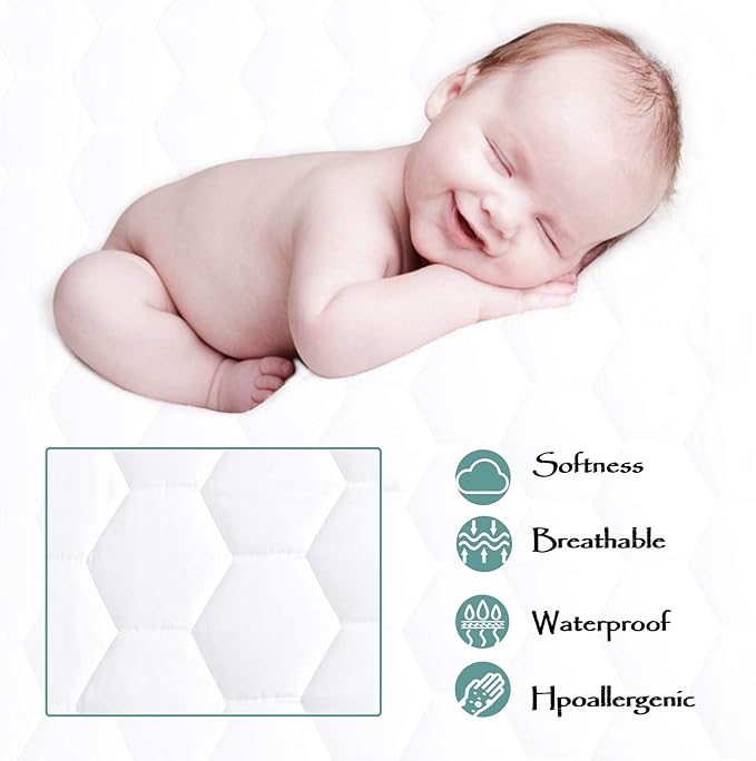Twin XL Quilted Waterproof Mattress Pad Cover,Soft Mattress Pad Cover, Waterproof Mattress Protector Stretches up to 16” Deep Pocket-Hollow Alternative Filling-Cooling Mattress Topper