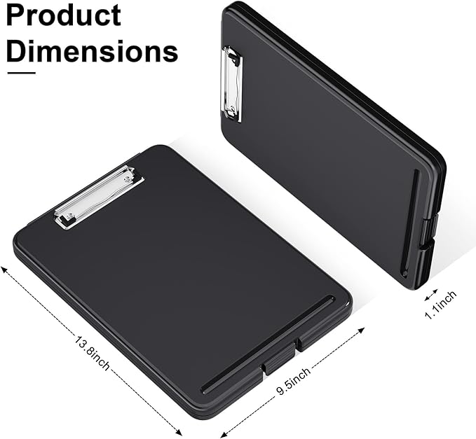 Hongri Clipboard with Storage, 8.5 x 11 Nursing Clip Board Foldable Storage for Nurses, Lawyers, Students, Classroom, Office, School, Size 13.4 x 9.4 X 0.9 in, Black