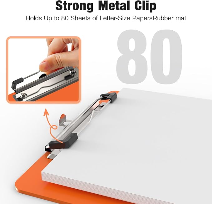 2 Pack Small Clipboards, A5 Plastic Mini Orange Clip Board for Classroom, Students, Kid, Size 6" x 9" with Low Profile Clip, Office & School Supply