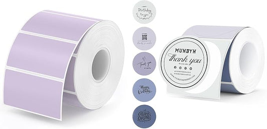 2.25"x1.25" Purple Thermal Sticker Labels+2 Inch Circle Thermal Sticker Labels