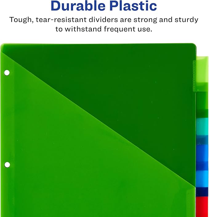 Avery Dividers for 3 Ring Binders, 8-Tab Sets, Two-Pocket Plastic Binder Dividers with Tabs, Multicolor, 3 Sets (71907)