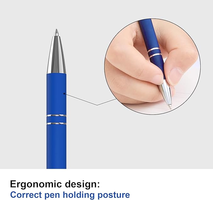Blue Gel Ink Pens, 12 Pcs, Fine Point, Smooth Writing, with Stylus Tips, 0.7 Mm, Office Desk Accessories, Motivational