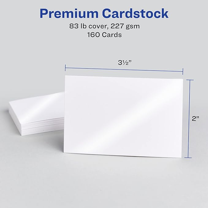 Avery Glossy Business Cards with Sure Feed Technology, 2" x 3.5", Glossy White, 160 Total, Clean Edge, Print-to-the-Edge, Inkjet Printable Cards (8801)