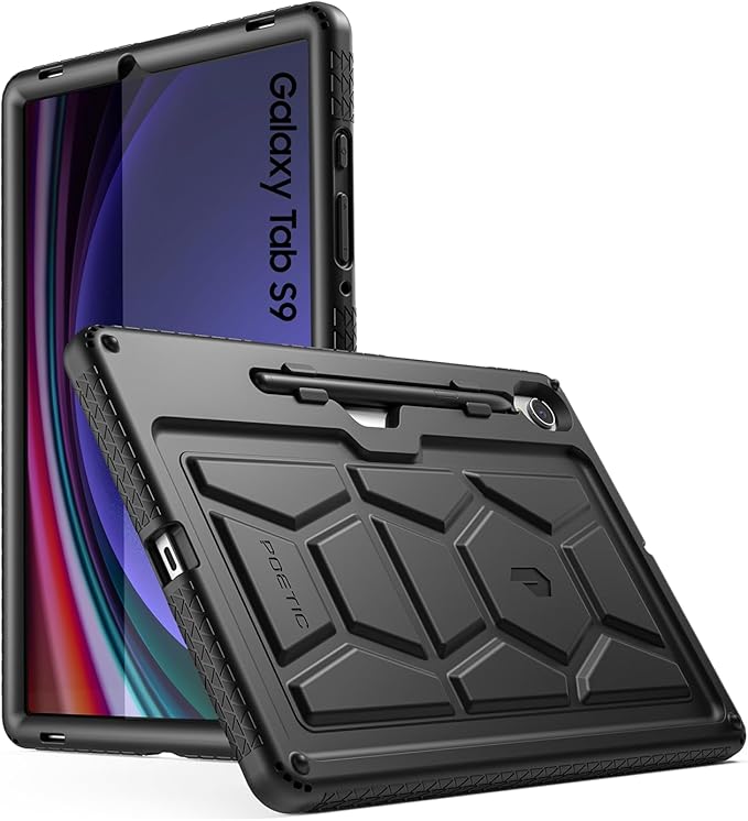 Poetic TurtleSkin Case for Samsung Galaxy Tab S9 (2023 Release) 11 inch Case with S Pen Holder, Heavy Duty Shockproof Kids Friendly Protective Silicone Cover, Black