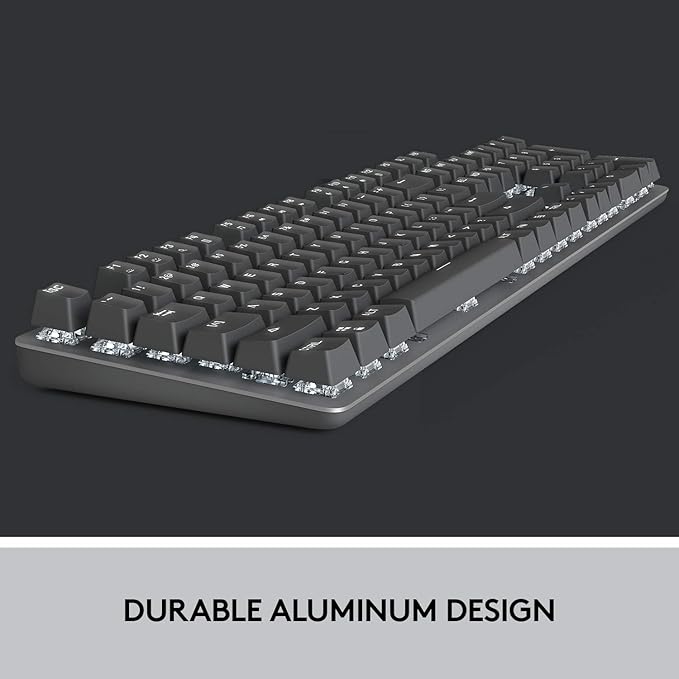 Logitech K845 Mechanical Illuminated Keyboard, Mechanical Switches, Strong Adjustable Tilt Legs, Full Size, Aluminum Top Case, 104 Keys, USB Corded, Windows (TTC Brown Switches)