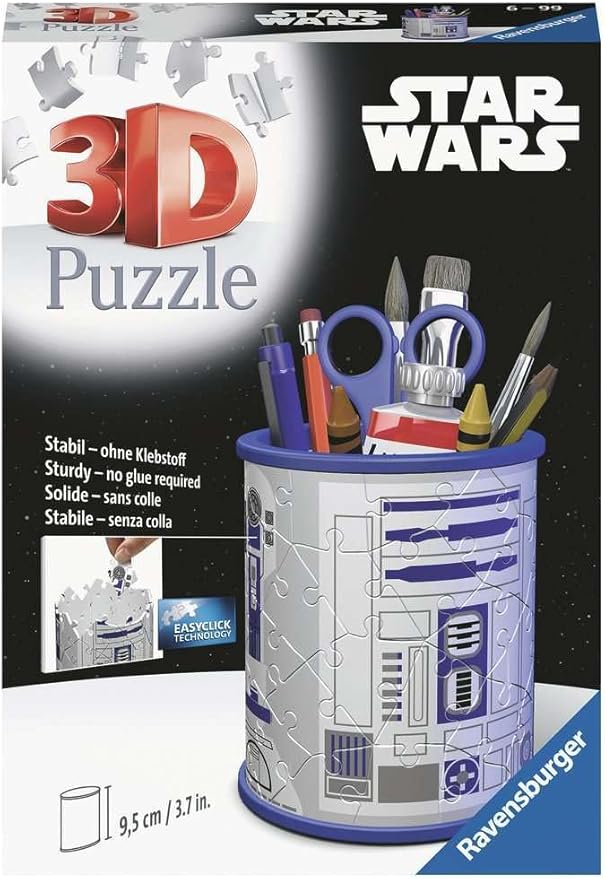 Ravensburger - 3D Puzzle Pencil Pot - Star Wars - Ages 6+ - 54 numbered pieces to assemble without glue - Accessories included - Height 9.5 cm - 11554