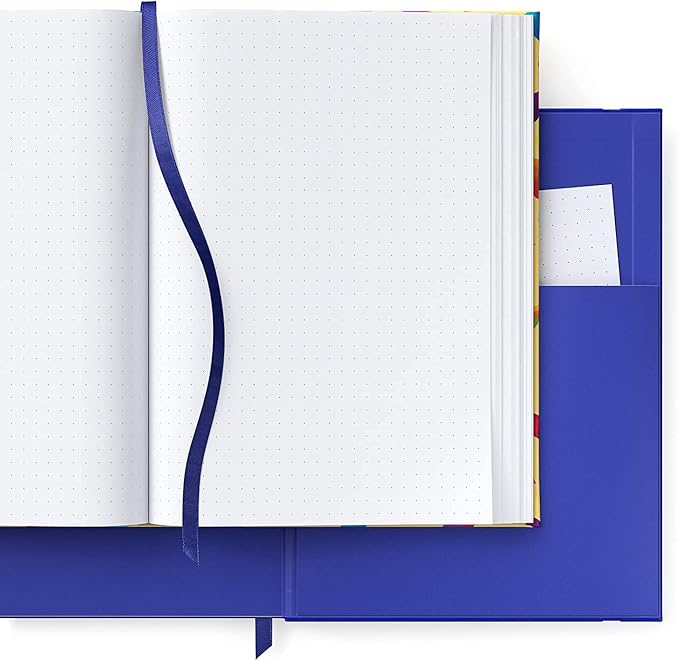 ARTEZA Dotted Journals, Set of 2, 6x8 Inches, 96 Sheets, Bird Design and Cobalt Blue, Aesthetic Notebooks with Smooth Paper
