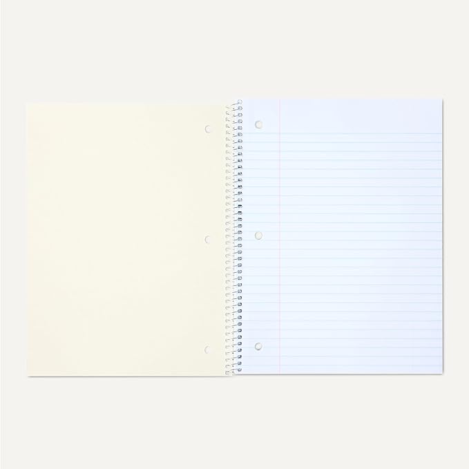 Amazon Basics Wide Ruled Spiral Notebook, For Work and School, 70 Sheets, 8" x 10.5", 3 pack, Assorted Pastel Solid Colors
