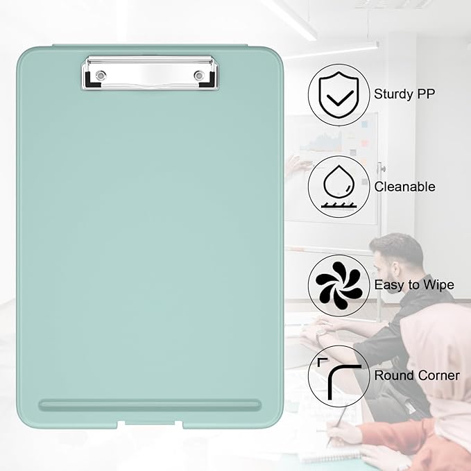 Hongri Clipboard with Storage, 8.5 x 11 Nursing Clip Board Foldable Storage for Nurses, Lawyers, Students, Classroom, Office, School, Size 13.4 x 9.4 X 0.9 in, Green