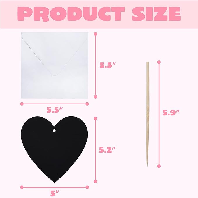 JOYIN 24 Packs Valentines Day Cards with Scratch Heart Paper, Magic Color Heart Rainbow Scratch Cards for Kids Crafts and Art Classroom Exchange, Valentine's Party Favors