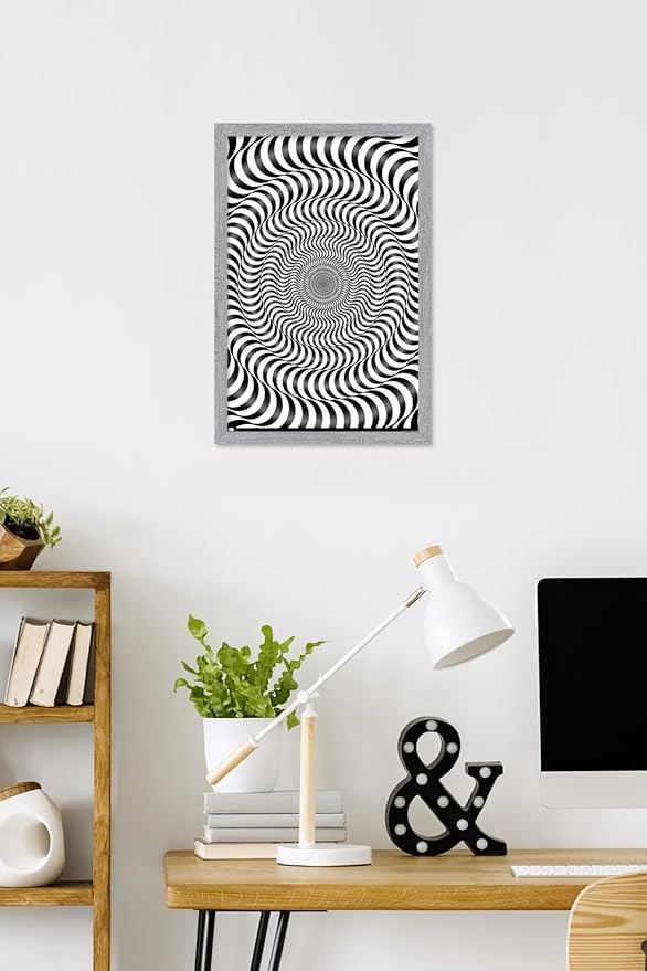 Trends International Zebra Stripe Optical Illusion Wall Poster, 22.4L x 14.7W, Gray Framed Version