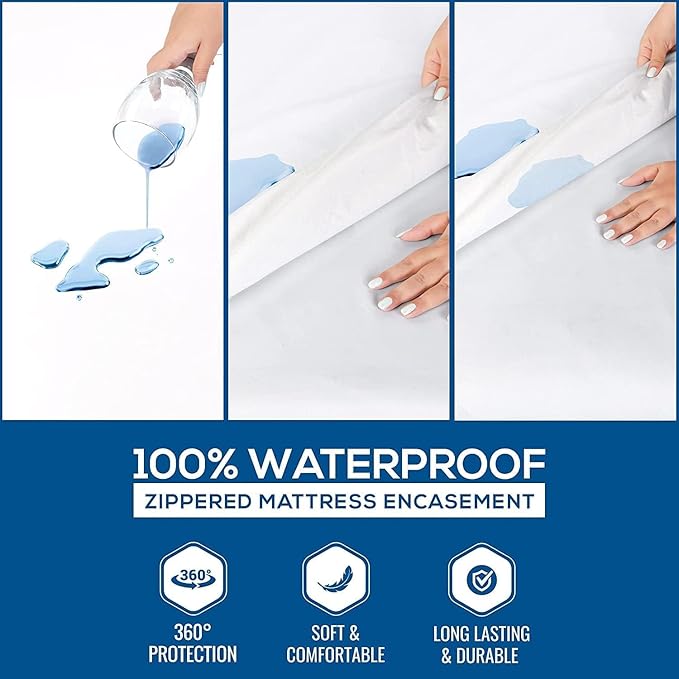Utopia Bedding Mattress Protector Zippered Twin XL Size (Pack of 2), 100% Waterproof Bed Bug and Dust Mite Proof Mattress Encasement, Absorbent 6 Sided Mattress Cover