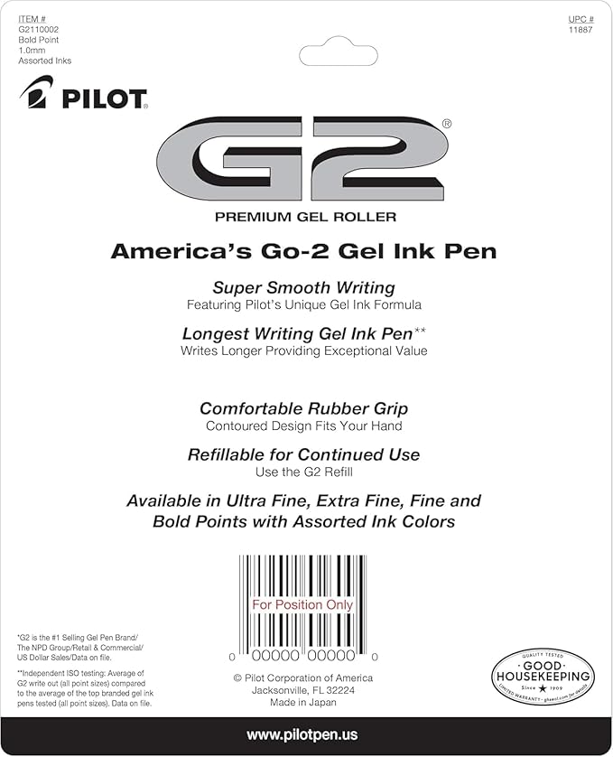 PILOT G2 Premium Retractable Gel-Ink Rolling Ball Pens,Bold Point (1.0mm),1.0 Gel Pens,Assorted - Ideal for School,Journaling,& Office Writing,(Pack of 20)