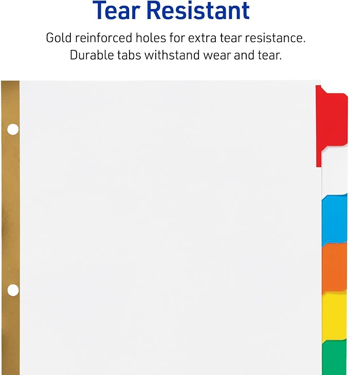 Avery Big Tab Write & Erase 8 Tab Dividers for 3 Ring Binders, Multicolor Divider Tabs, Great for Organizing Projects, Reports, Finances, 6-Pack (23079)