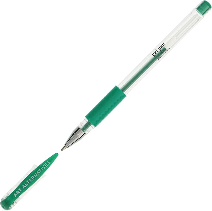 Art Alternatives Gel Pen, Metallic Green - Ballpoint - Non-Smear + Quick Dry - Writing, Drawing, Coloring, Journal, Planner