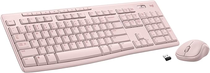 Logitech MK270 Wireless Keyboard and Mouse Combo for Windows, 2.4 GHz, 8 Multimedia Keys, PC, Laptop, Wireless Keyboard Compact Mouse Combo - Rose (Renewed)