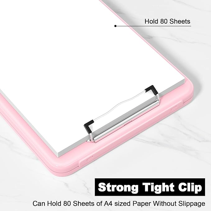 Hongri Clipboard with Storage, 8.5 x 11 Nursing Clip Board Foldable Storage for Nurses, Lawyers, Students, Classroom, Office, School, Size 13.4 x 9.4 X 0.9 in, Pink