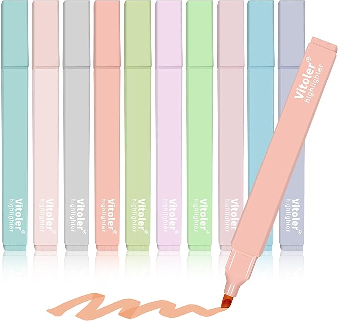 Bible Highlighters,10Pcs Chisel Tip Aesthetic Markers,Pastel Highlighters for Journaling Planner Notes School Supplies