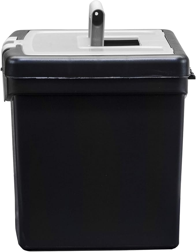 Storex Portable File Box with Organizer Lid – Plastic Office File Storage Box for Letter Paper and Hanging Folders, Obsidian, 1-Count (61504C01C)