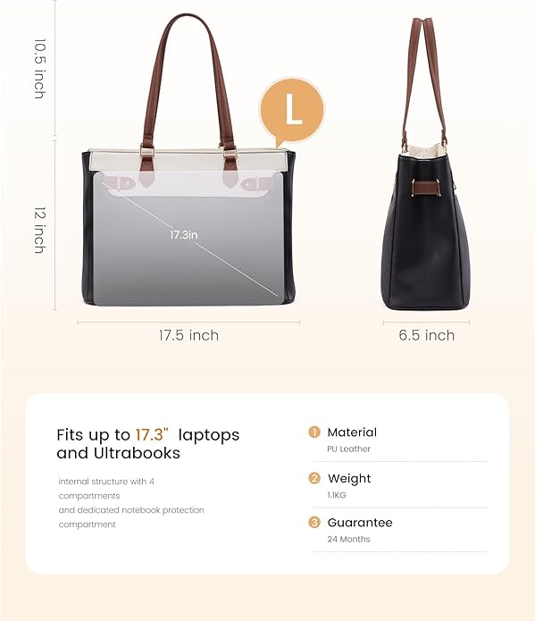 LOVEVOOK Laptop Tote Bag for Women Work, Teacher Tote Bag with Large Cup Holder, 15.6 Inch Waterproof Leather Computer Bag