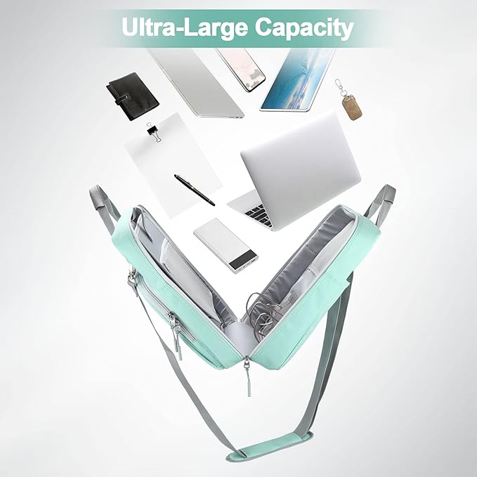 3 Inch D-Ring 3 Ring Zipper Binder, Binder with Strap 700 Sheet Capacity & Multi-Pockets School and Office Organizer, Compatible with 13-Inch MacBook(Patent Design Light Blue)