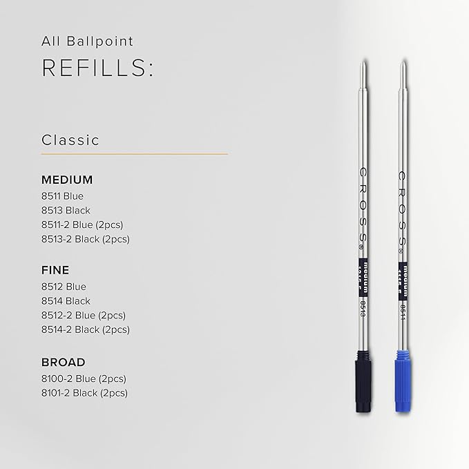 Cross Universal Ballpoint Pen Refill, Fine Point, Blue, 2-Pack (8512-2)