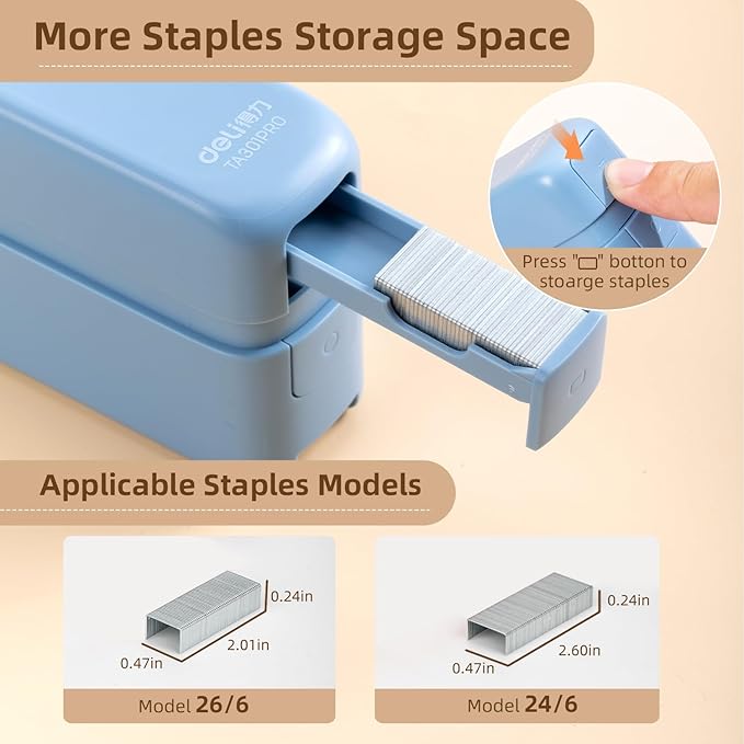 deli Stapler, Desktop Staplers with Integrated Staple Remover, 45 Sheet Capacity Office Stapler, Blue