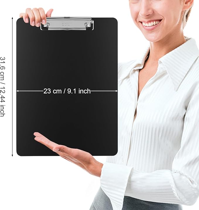 ZCZN Metal Clipboards, 6 Pack Heavy Duty Aluminum Clipboards 12 x 9 Inches, A4 Letter Sizer Document Holder with Low Profile Clip, Suitable for School, Office, Jobsite or Medical Staff, Black